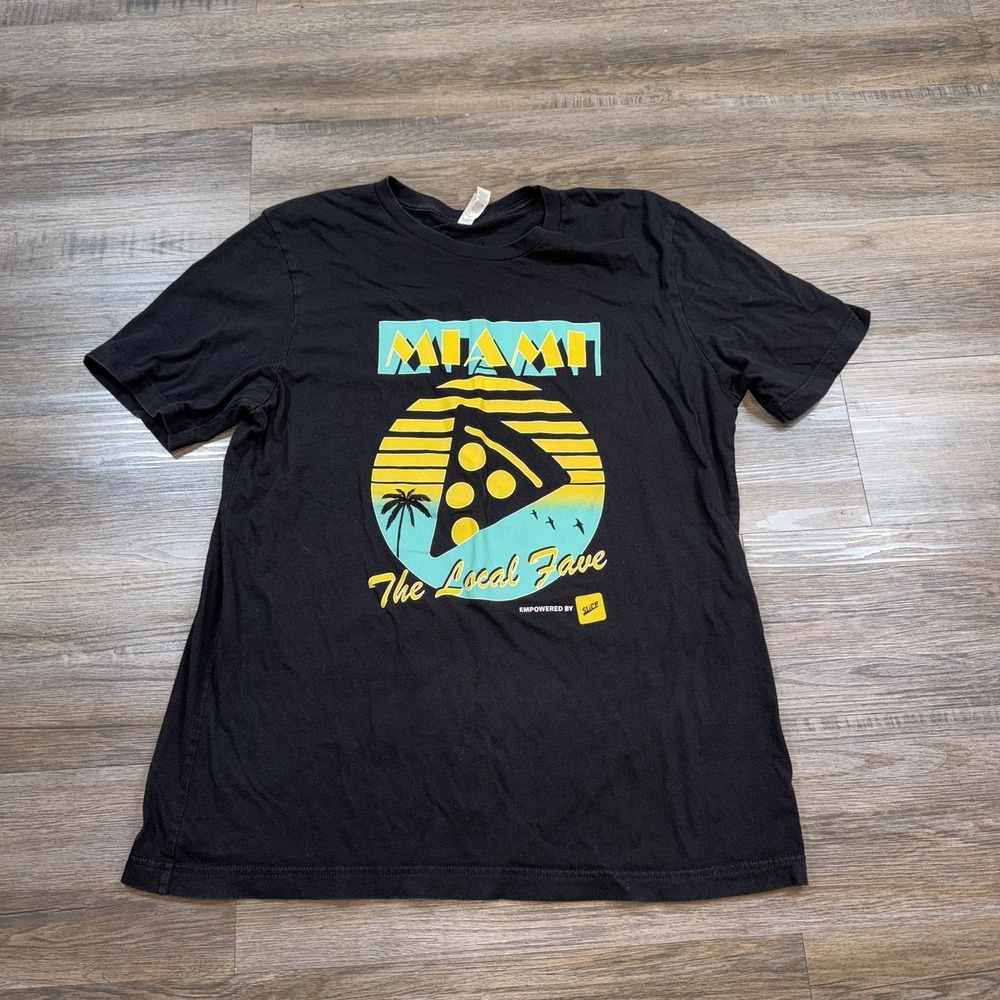 Bella Canvas Shirt Mens XL Miami The Local Fave Graphic Retro Print Tropical Sun